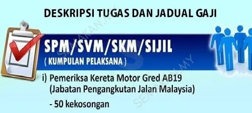 Senarai Tugas Pemeriksa Kereta Motor Gred AB19