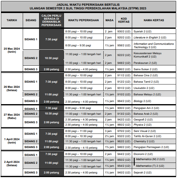 jadual-stpm-ulangan-semester-2-2023