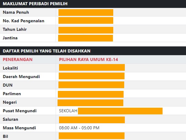 Semakan Daftar Pemilih Pilihanraya SPR