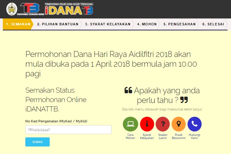 Permohonan Online Dana Terengganu Idanattb 2020