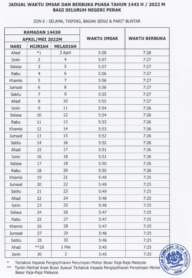 Solat johor 2022 waktu Zohor Waktu