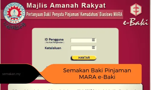 semak baki pinjaman MARA melalui sistem e-Baki Semakan Baki Pinjaman MARA e-Baki