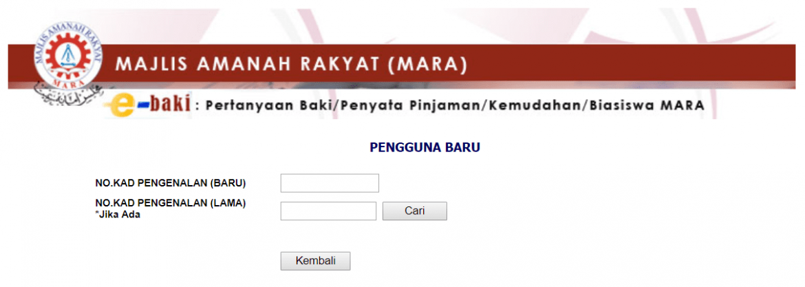 Semakan Baki Pinjaman MARA Online (Sistem e-Baki)