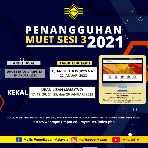 2022 tarikh muet Semakan Keputusan