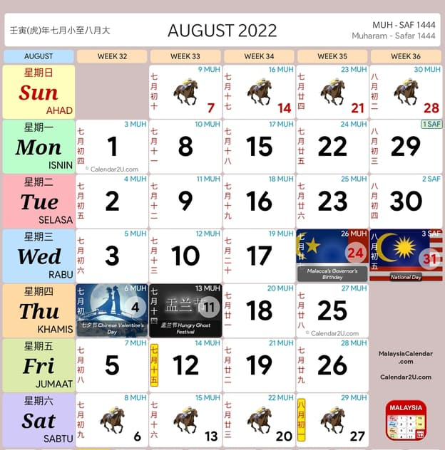Kalendar 2022 Malaysia Cuti Umum Dan Cuti Sekolah (Kalendar Kuda)