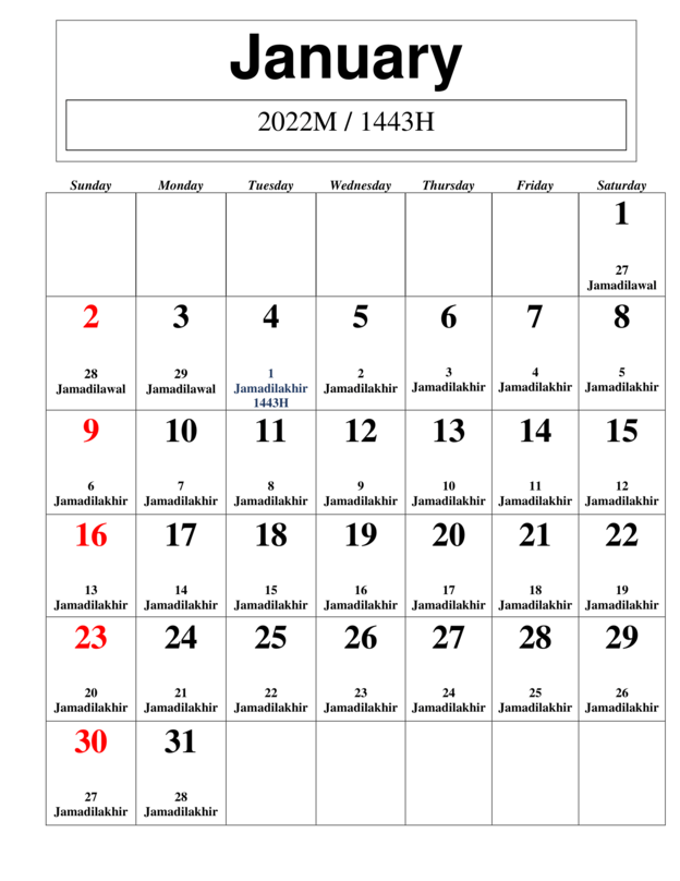 2022 kalendar hijrah
