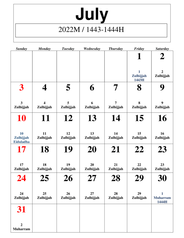 2021 takwim islam Kalendar Islam